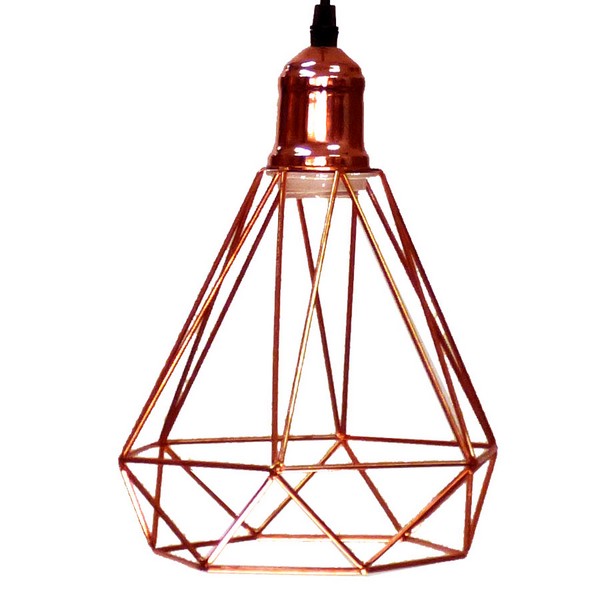 Lámpara geométrica de 3 luces color cobre 3XE27